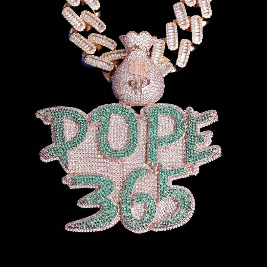 Money Bag Bail Two Tone Solid Iced Out Personalized Custom Name Necklace Pendant - Luxury Custom Jewelry - CaratixJewelry